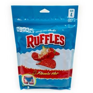 Ruffles Flamin Hot Chips Swag Boxer Briefs Mens Large Underwear Blue Fun Gift